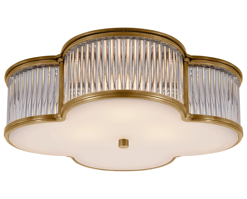 Natural Brass and Clear Glass Rods & Frosted Glass | Basil 17" Flush Mount | Valley Ridge Furniture