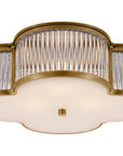 Natural Brass and Clear Glass Rods & Frosted Glass | Basil 17" Flush Mount | Valley Ridge Furniture
