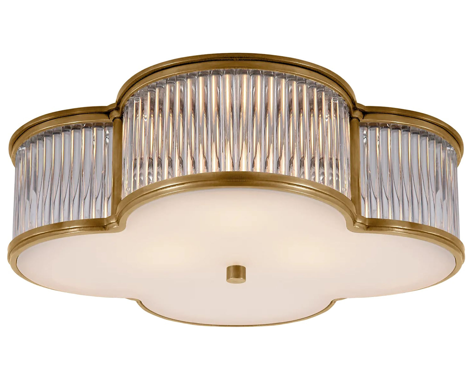 Natural Brass and Clear Glass Rods & Frosted Glass | Basil 17" Flush Mount | Valley Ridge Furniture