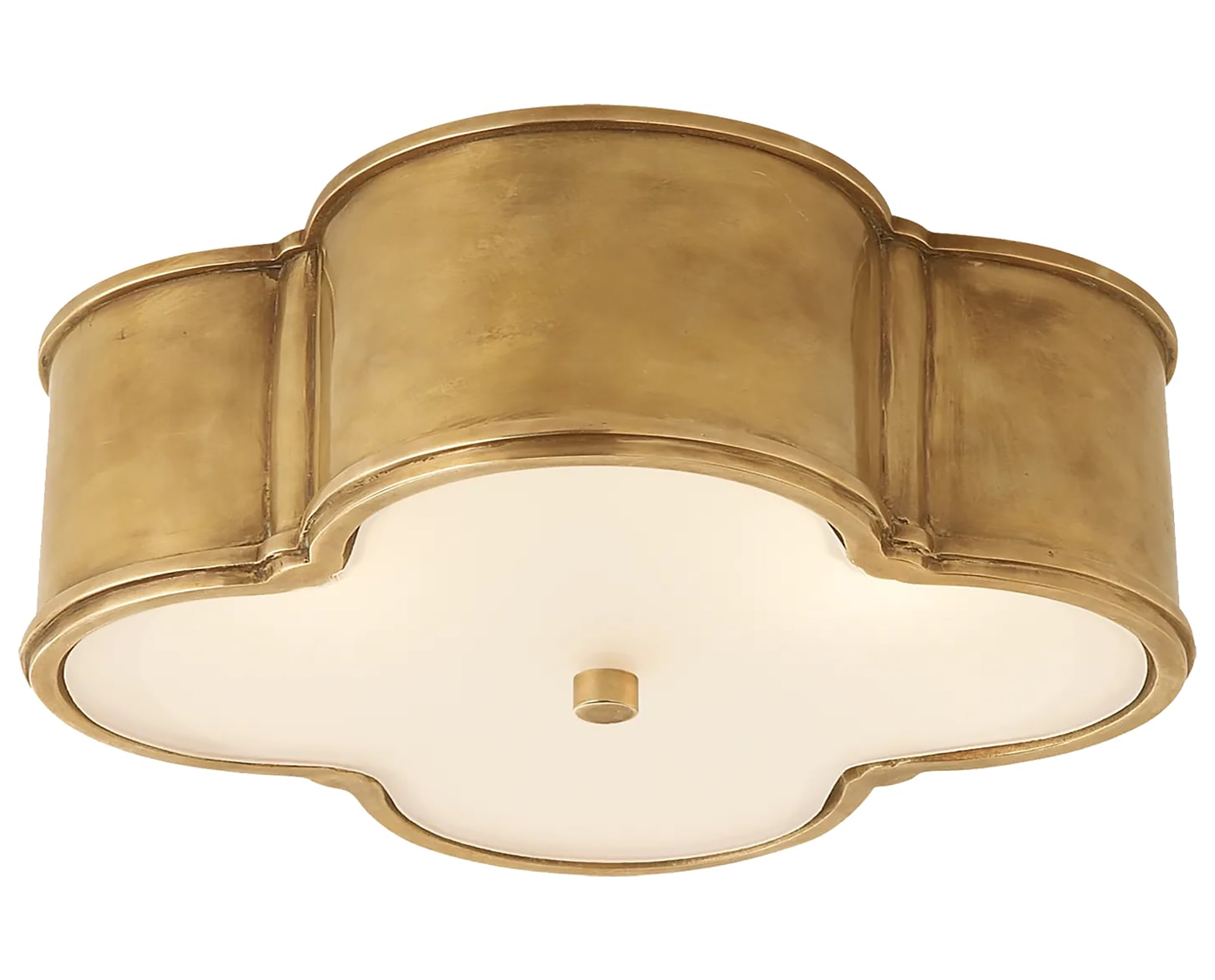 Natural Brass &amp; Frosted Glass | Basil 17&quot; Flush Mount | Valley Ridge Furniture
