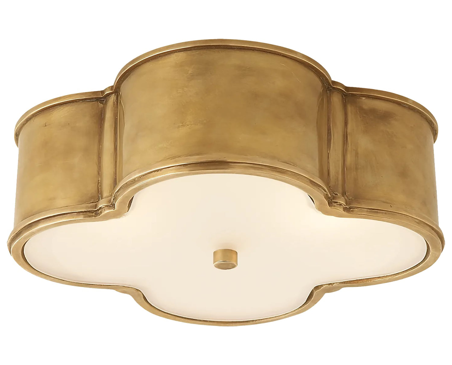 Natural Brass & Frosted Glass | Basil 17" Flush Mount | Valley Ridge Furniture