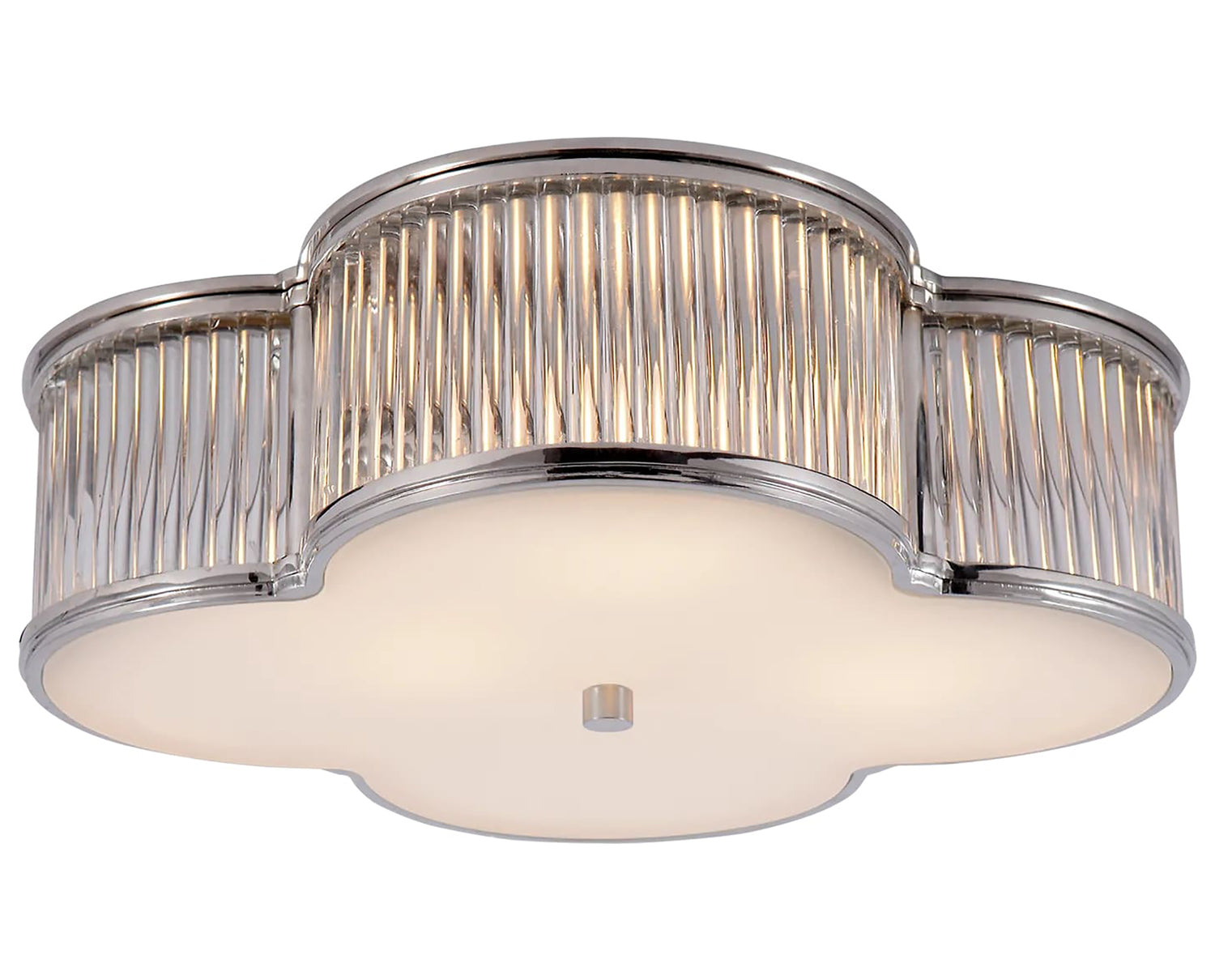 Polished Nickel and Clear Glass Rods & Frosted Glass | Basil 17" Flush Mount | Valley Ridge Furniture