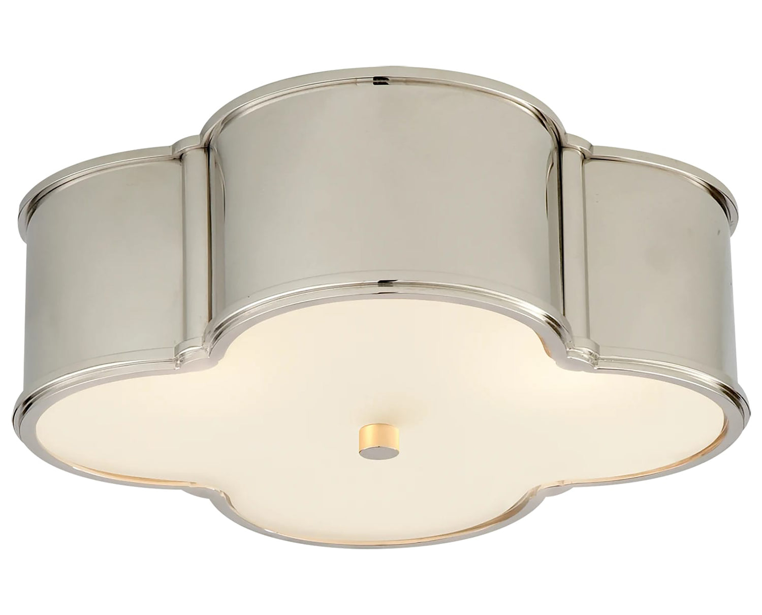 Polished Nickel & Frosted Glass | Basil 17" Flush Mount | Valley Ridge Furniture