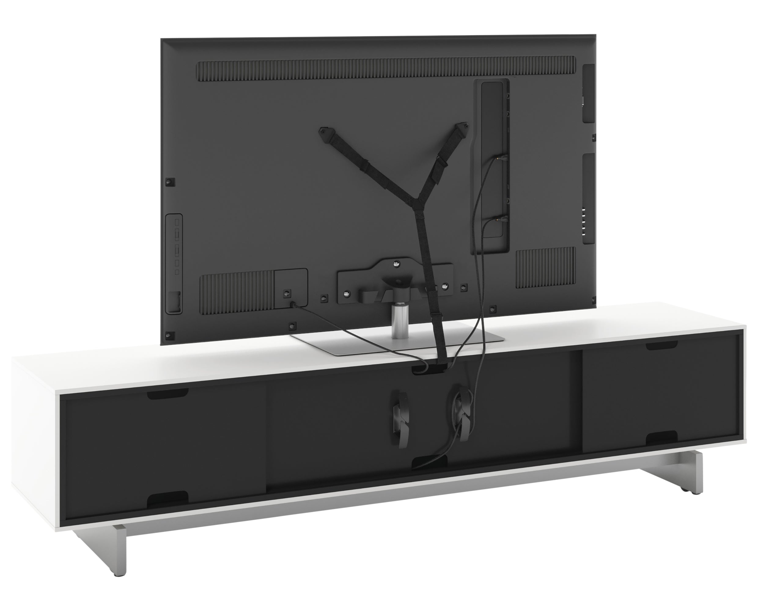 Satin White with Media Base | BDI Align Low 4 Door TV Stand | Valley Ridge Furniture