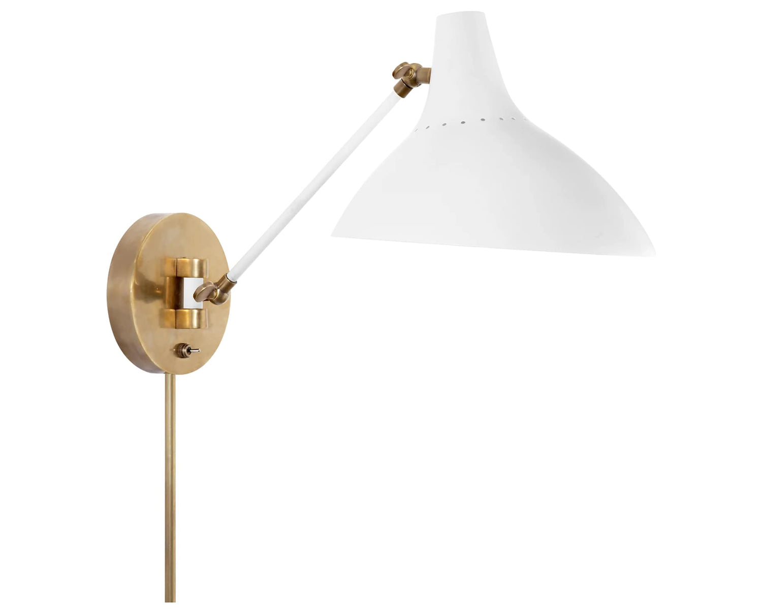 Plaster White and Hand-Rubbed Antique Brass | Charlton Wall Light | Valley Ridge Furniture