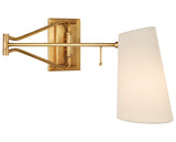Hand-Rubbed Antique Brass & Linen | Keil Swing Arm Wall Light | Valley Ridge Furniture