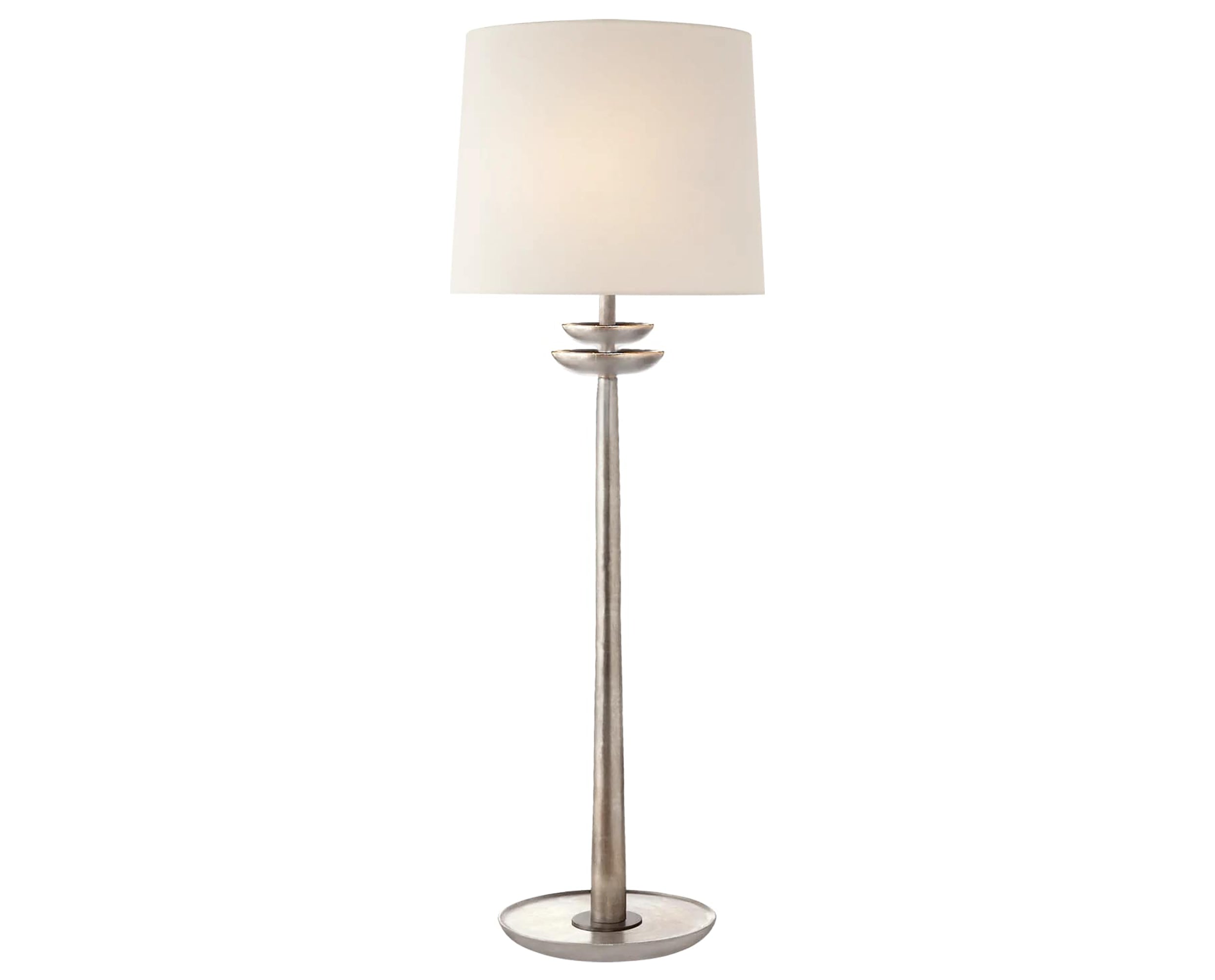 Burnished Silver Leaf &amp; Linen | Beaumont Medium Buffet Lamp | Valley Ridge Furniture
