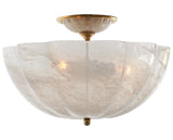 Hand-Rubbed Antique Brass & White Strie Glass | Rosehill Semi-Flush | Valley Ridge Furniture