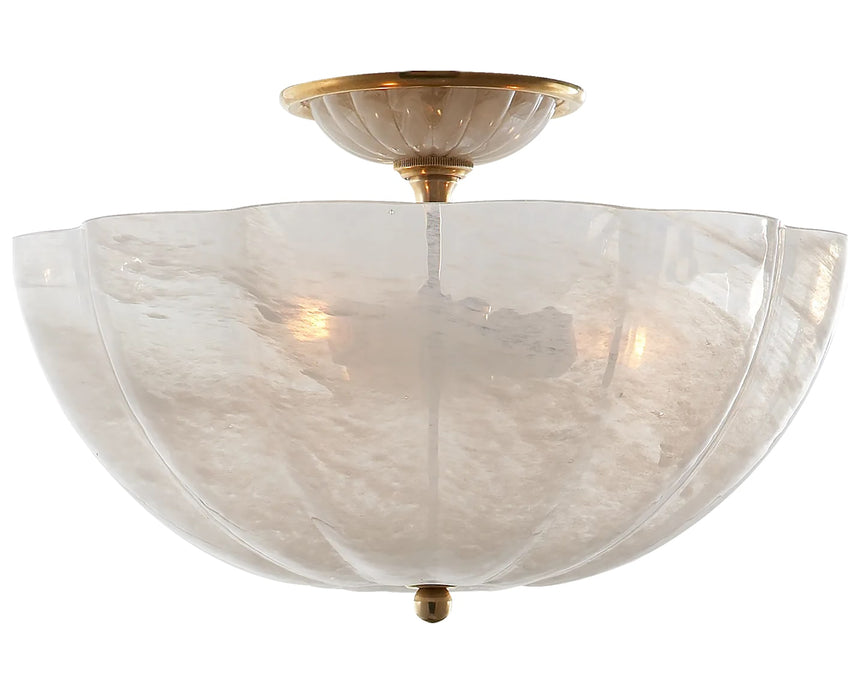 Hand-Rubbed Antique Brass & White Strie Glass | Rosehill Semi-Flush | Valley Ridge Furniture