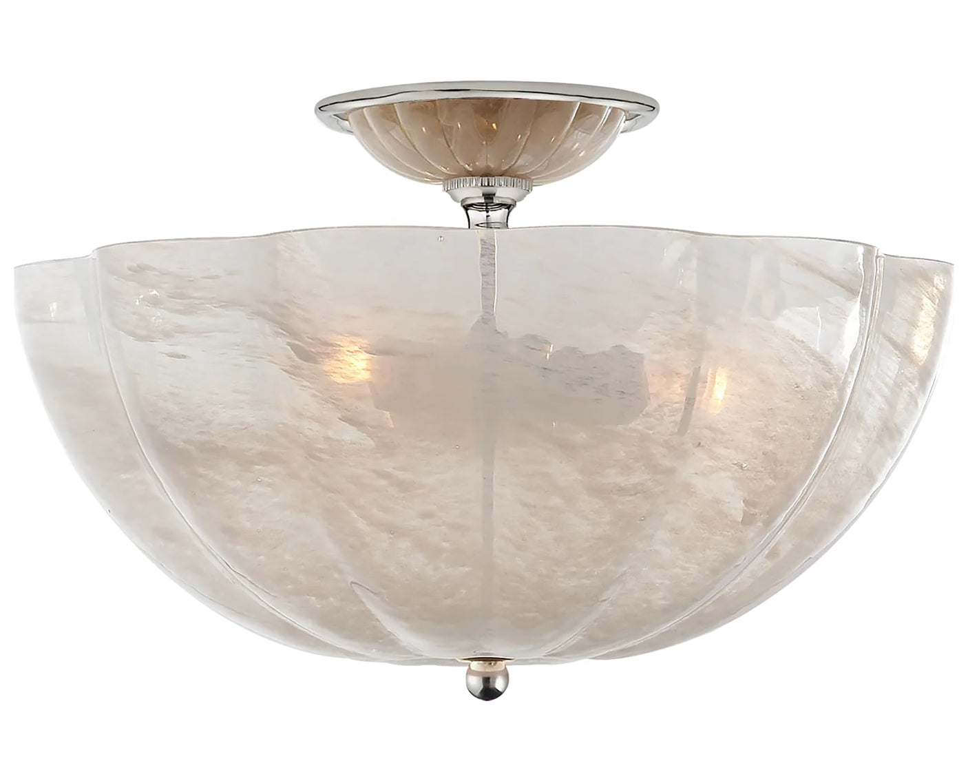 Polished Nickel & White Strie Glass | Rosehill Semi-Flush | Valley Ridge Furniture