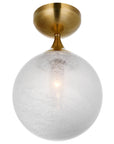 Hand-Rubbed Antique Brass & White Glass | Cristol Small Single Flush Mount | Valley Ridge Furniture