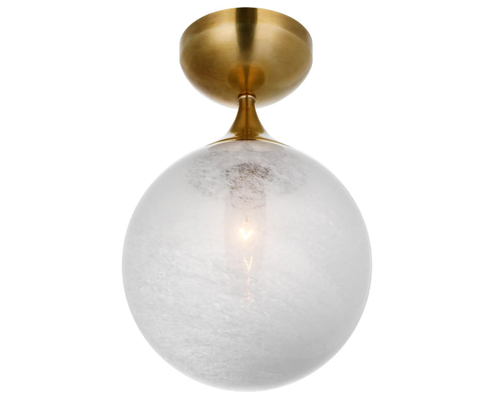 Hand-Rubbed Antique Brass & White Glass | Cristol Small Single Flush Mount | Valley Ridge Furniture