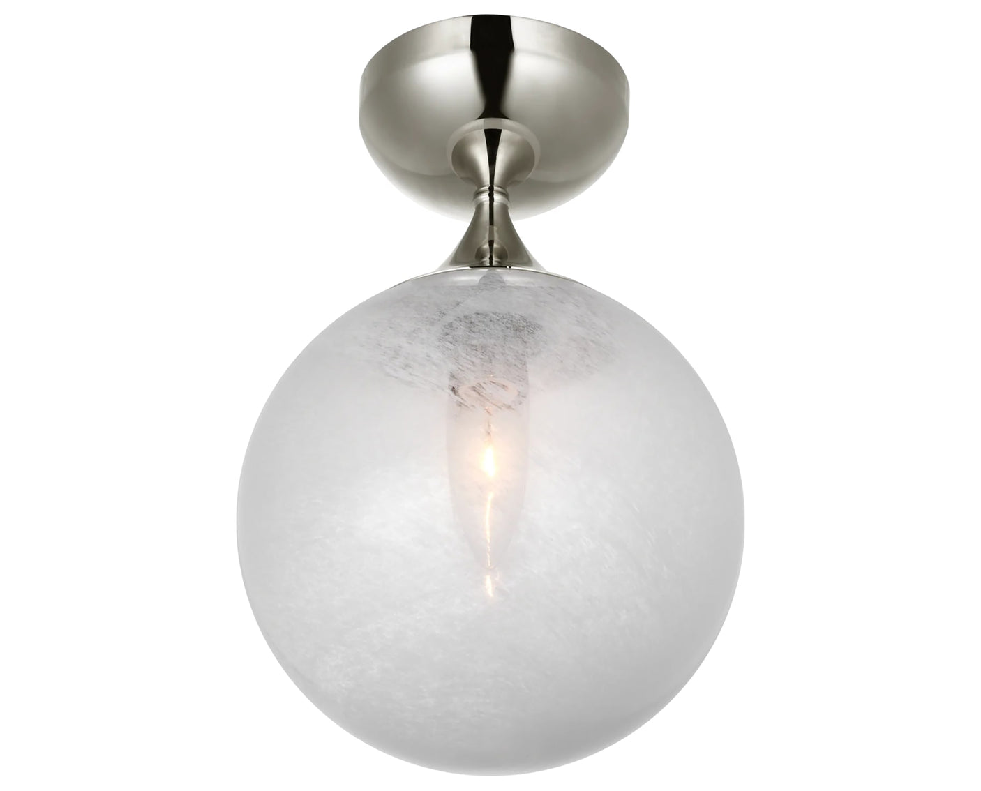 Polished Nickel & White Glass | Cristol Small Single Flush Mount | Valley Ridge Furniture