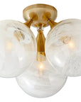 Hand-Rubbed Antique Brass & White Glass | Cristol Large Triple Flush Mount | Valley Ridge Furniture