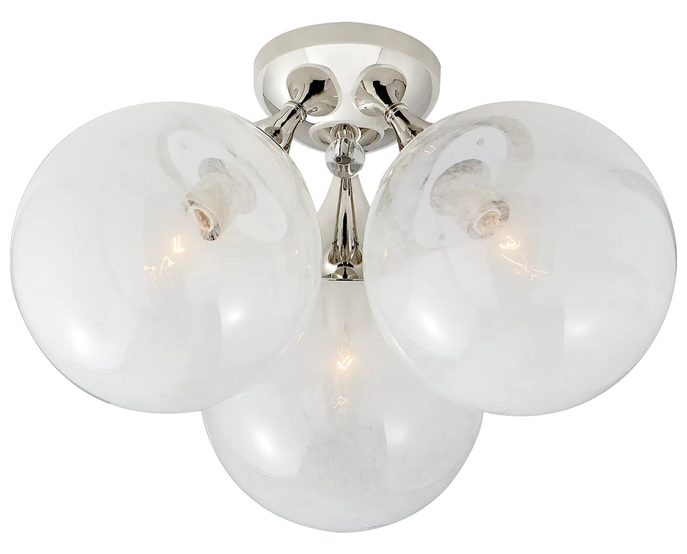 Polished Nickel & White Glass | Cristol Large Triple Flush Mount | Valley Ridge Furniture