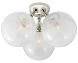 Polished Nickel & White Glass | Cristol Large Triple Flush Mount | Valley Ridge Furniture