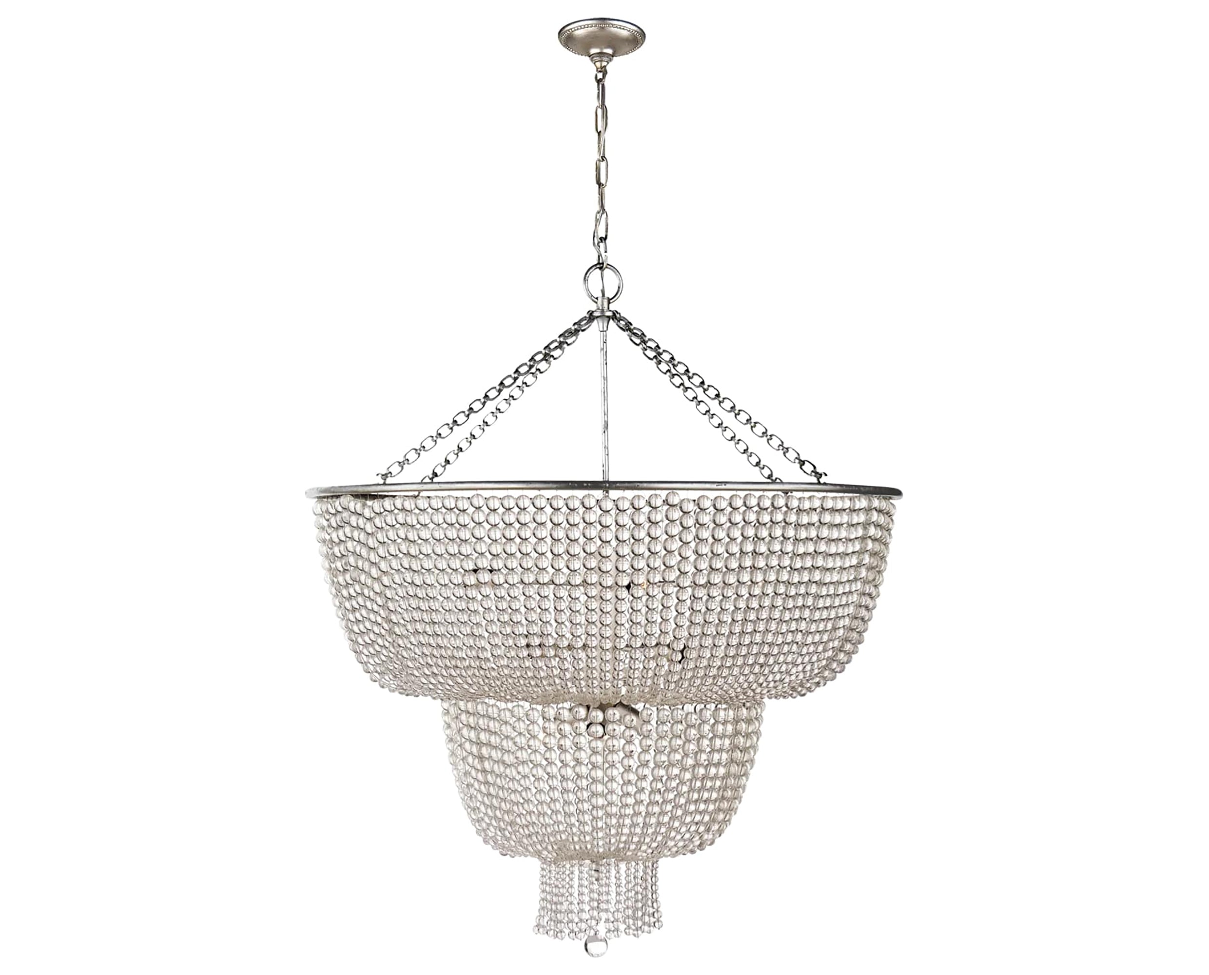 Burnished Silver Leaf and Clear Glass | Jacqueline Two-Tier Chandelier | Valley Ridge Furniture