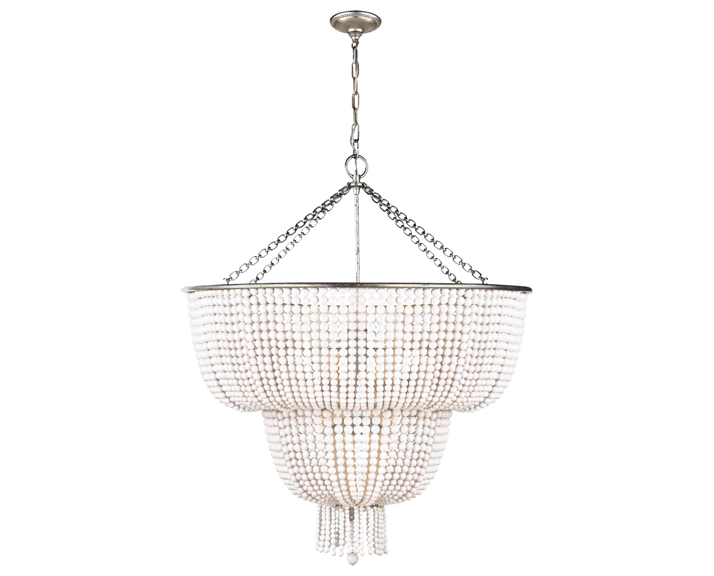 Burnished Silver Leaf and White Acrylic | Jacqueline Two-Tier Chandelier | Valley Ridge Furniture