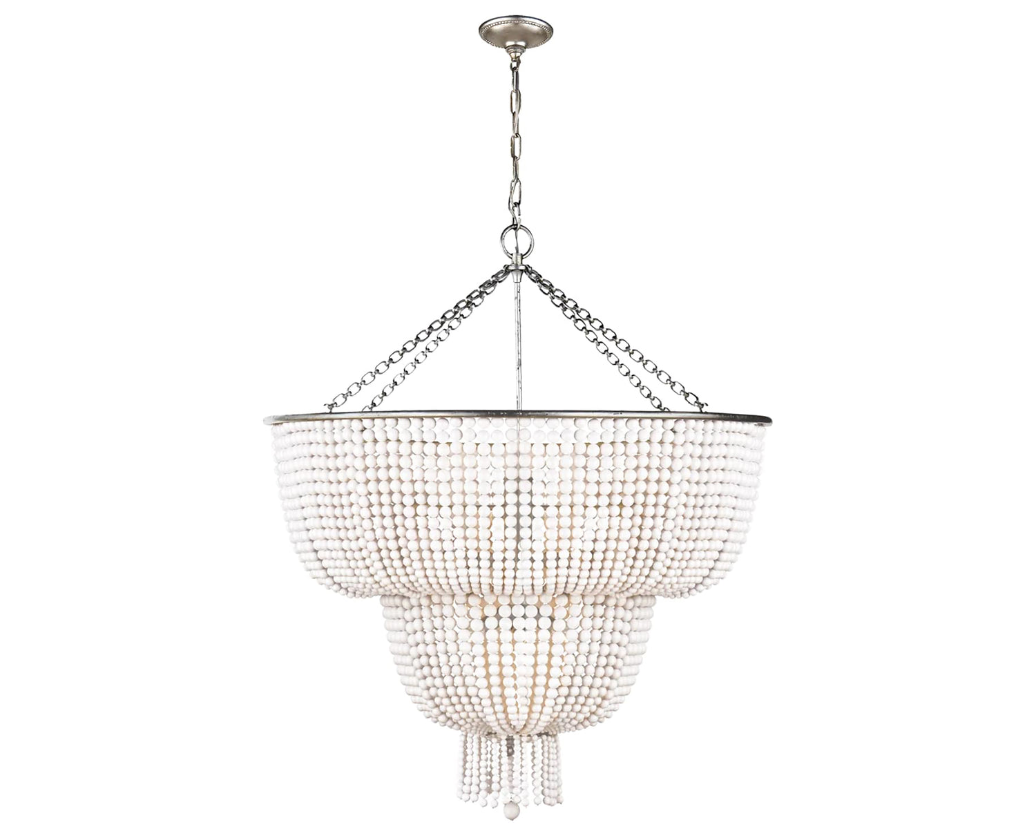 Burnished Silver Leaf & White Acrylic | Jacqueline Two-Tier Chandelier | Valley Ridge Furniture