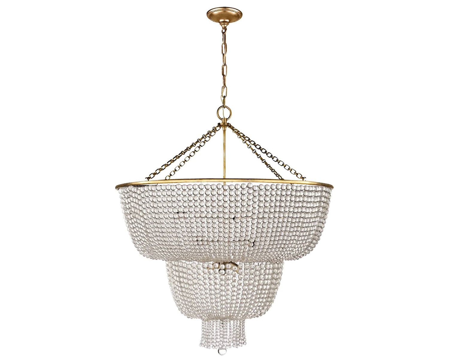 Hand-Rubbed Antique Brass & Clear Glass | Jacqueline Two-Tier Chandelier | Valley Ridge Furniture