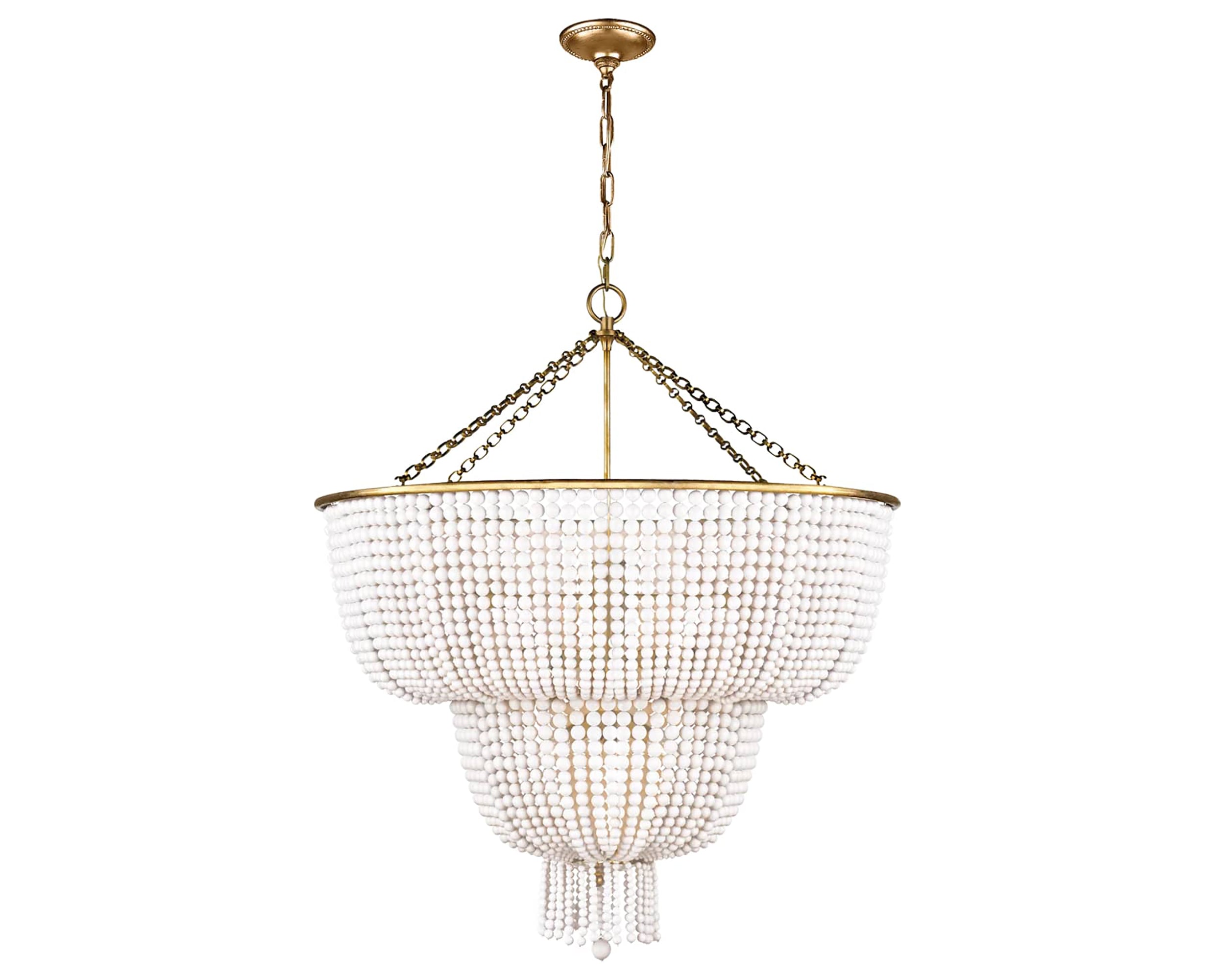 Hand-Rubbed Antique Brass and White Acrylic | Jacqueline Two-Tier Chandelier | Valley Ridge Furniture