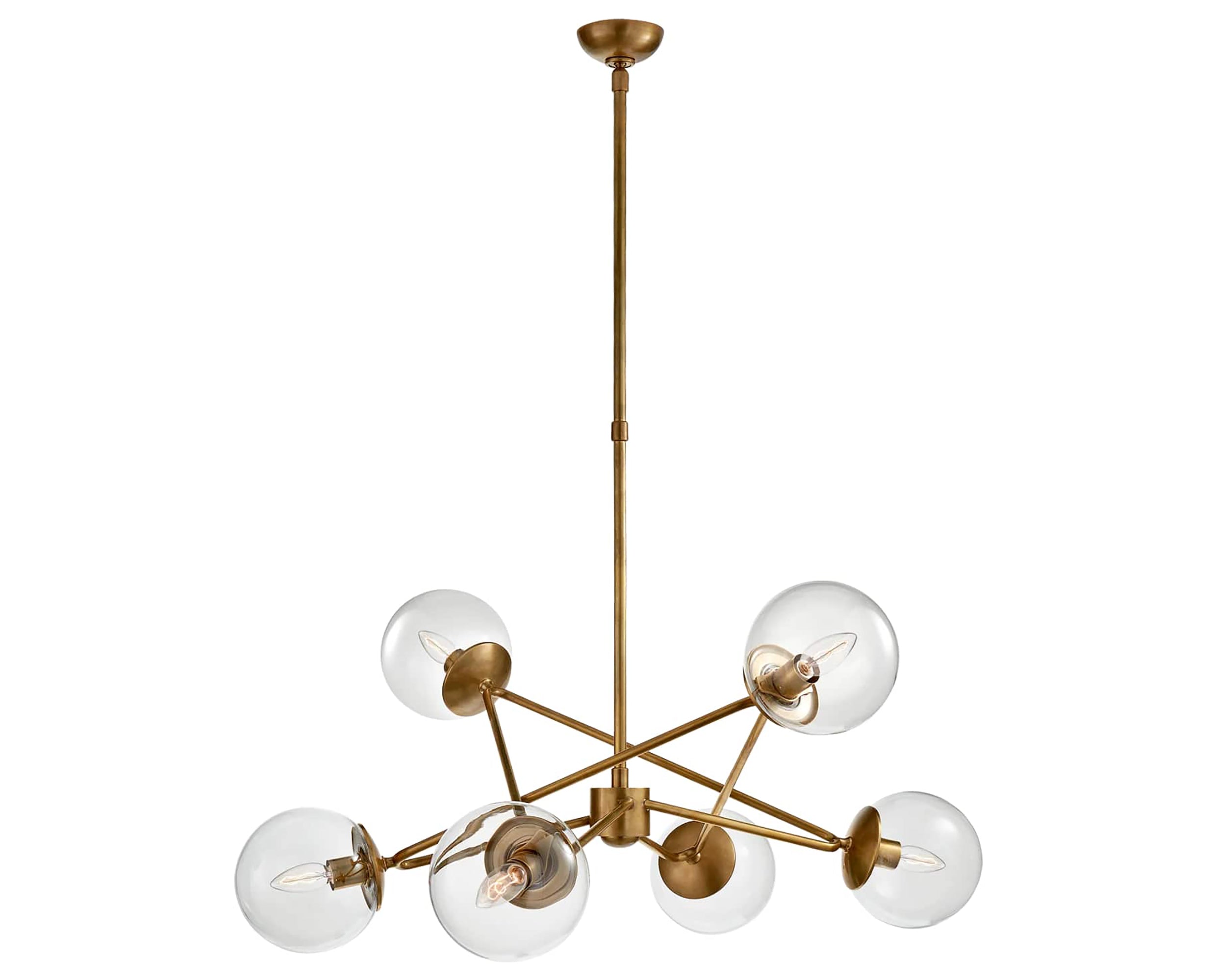 Hand-Rubbed Antique Brass & Clear Glass | Turenne Large Dynamic Chandelier | Valley Ridge Furniture