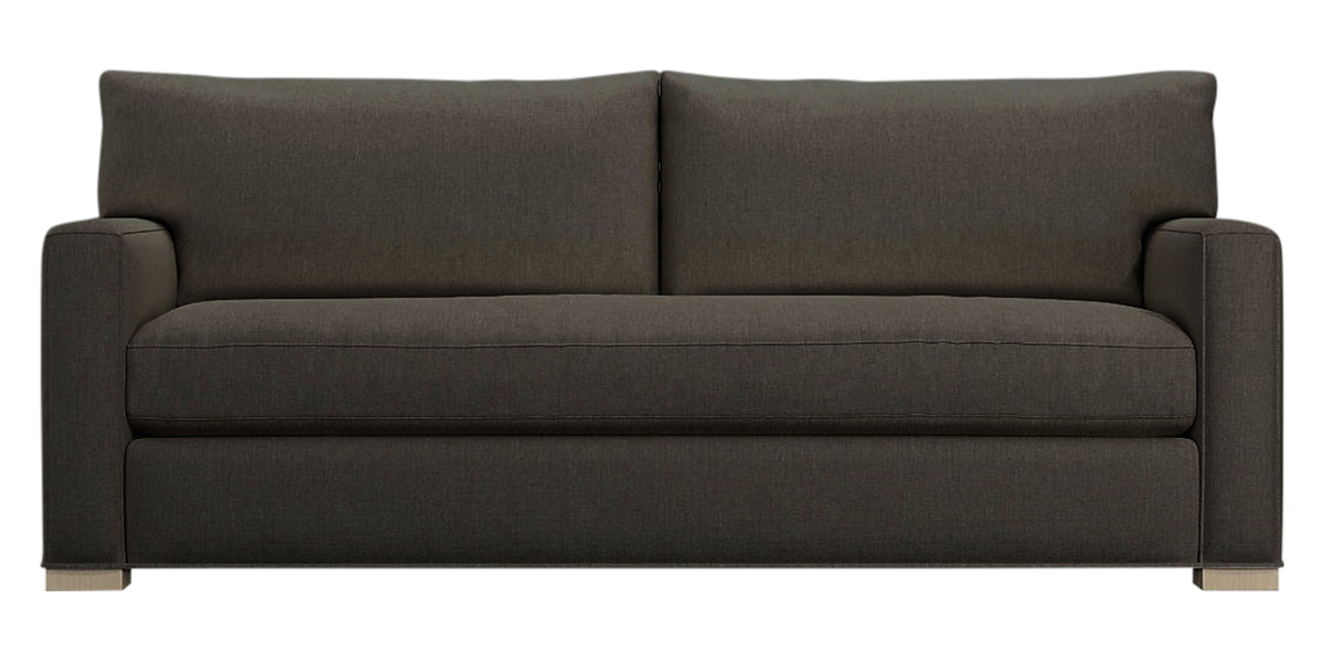Taft Fabric Truffle with Slate Maple | Camden Axel Bench Seat Sofa | Valley Ridge Furniture