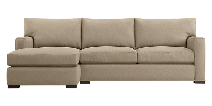 Douglas Fabric Camel with Fossil Hardwood | Camden Axel 2-Piece Sectional | Valley Ridge Furniture