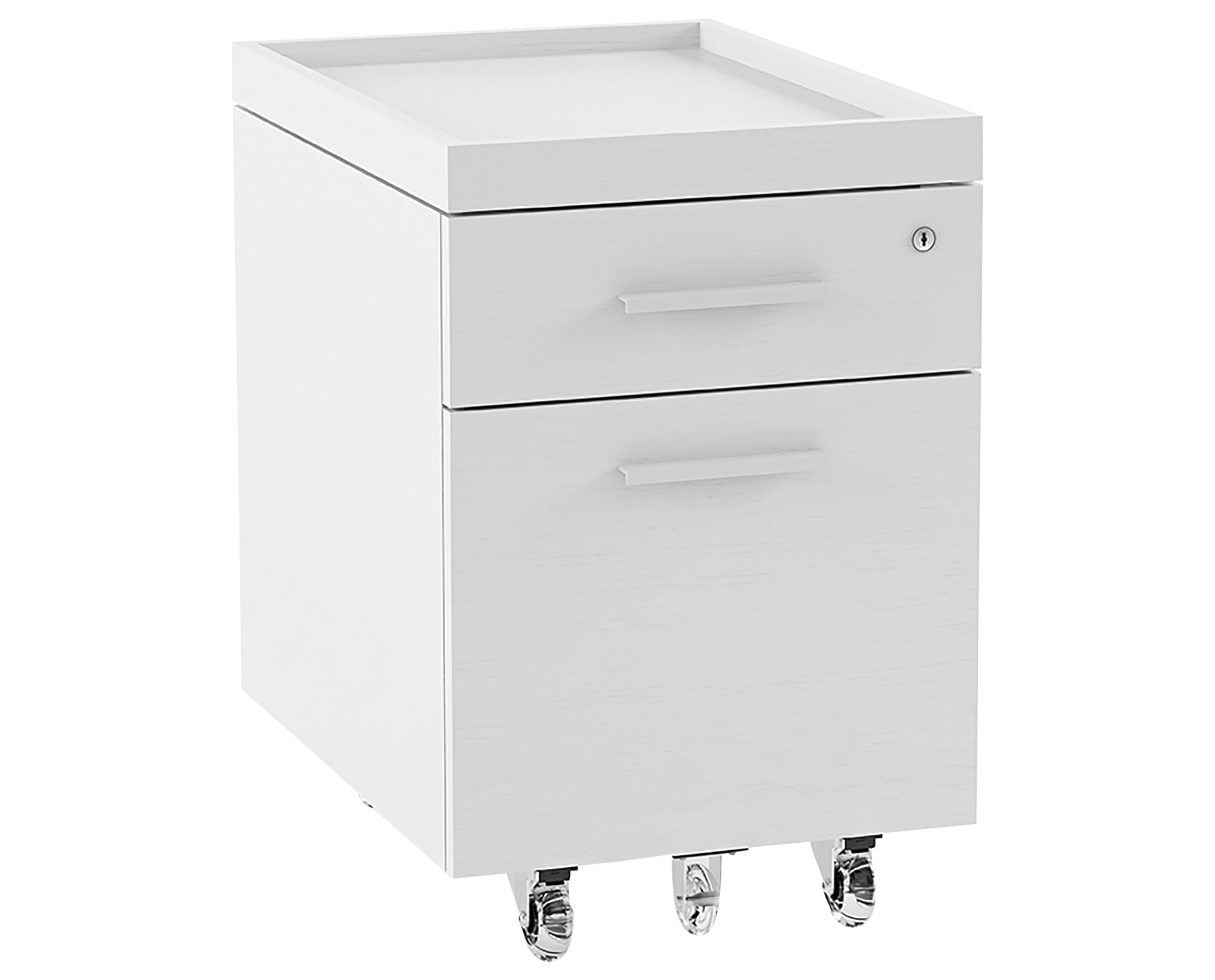 Satin White Oak Veneer &amp; Satin White Steel | BDI Centro Mobile File Cabinet | Valley Ridge Furniture