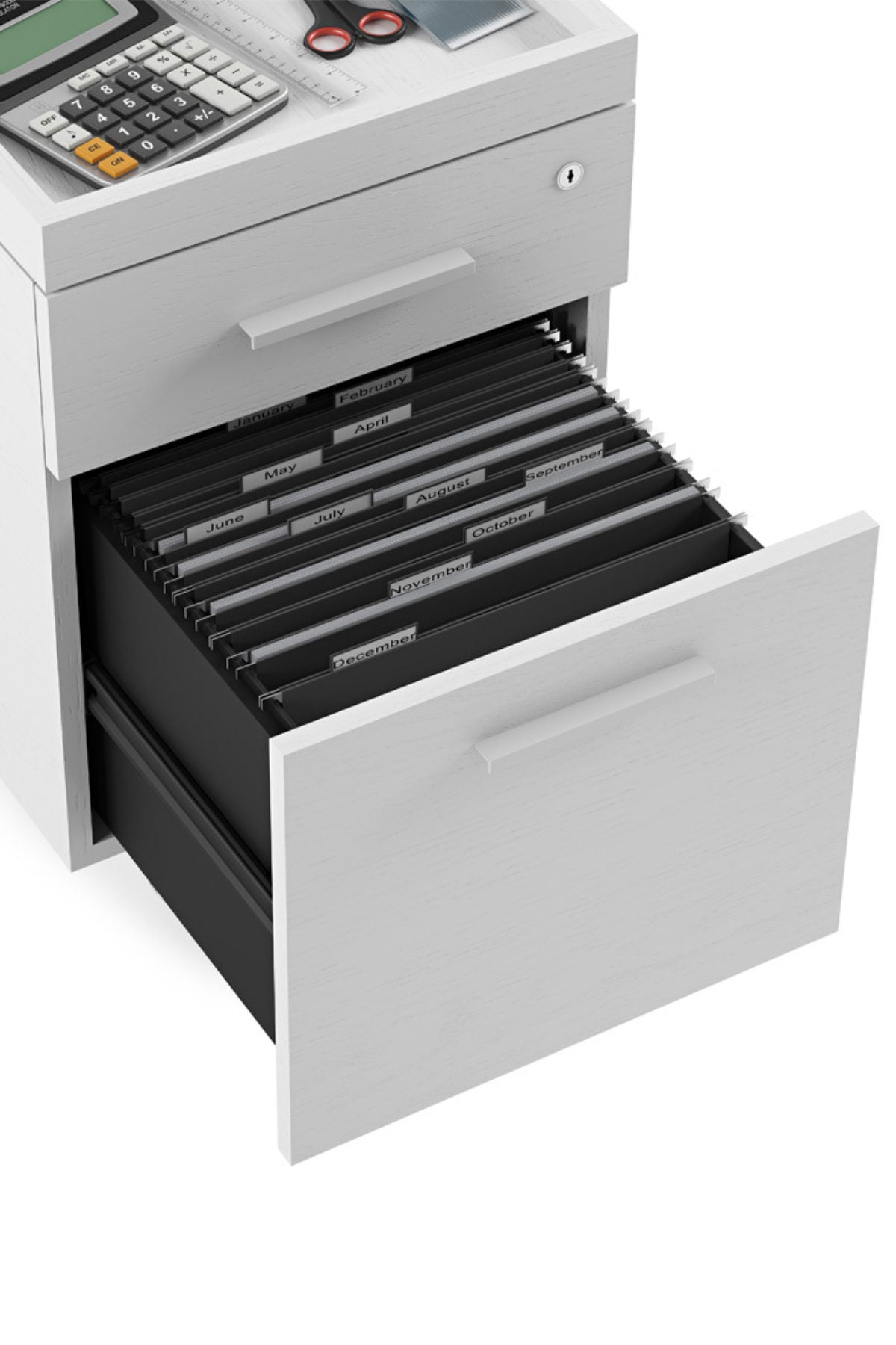 Satin White Oak Veneer & Satin White Steel | BDI Centro Mobile File Cabinet | Valley Ridge Furniture