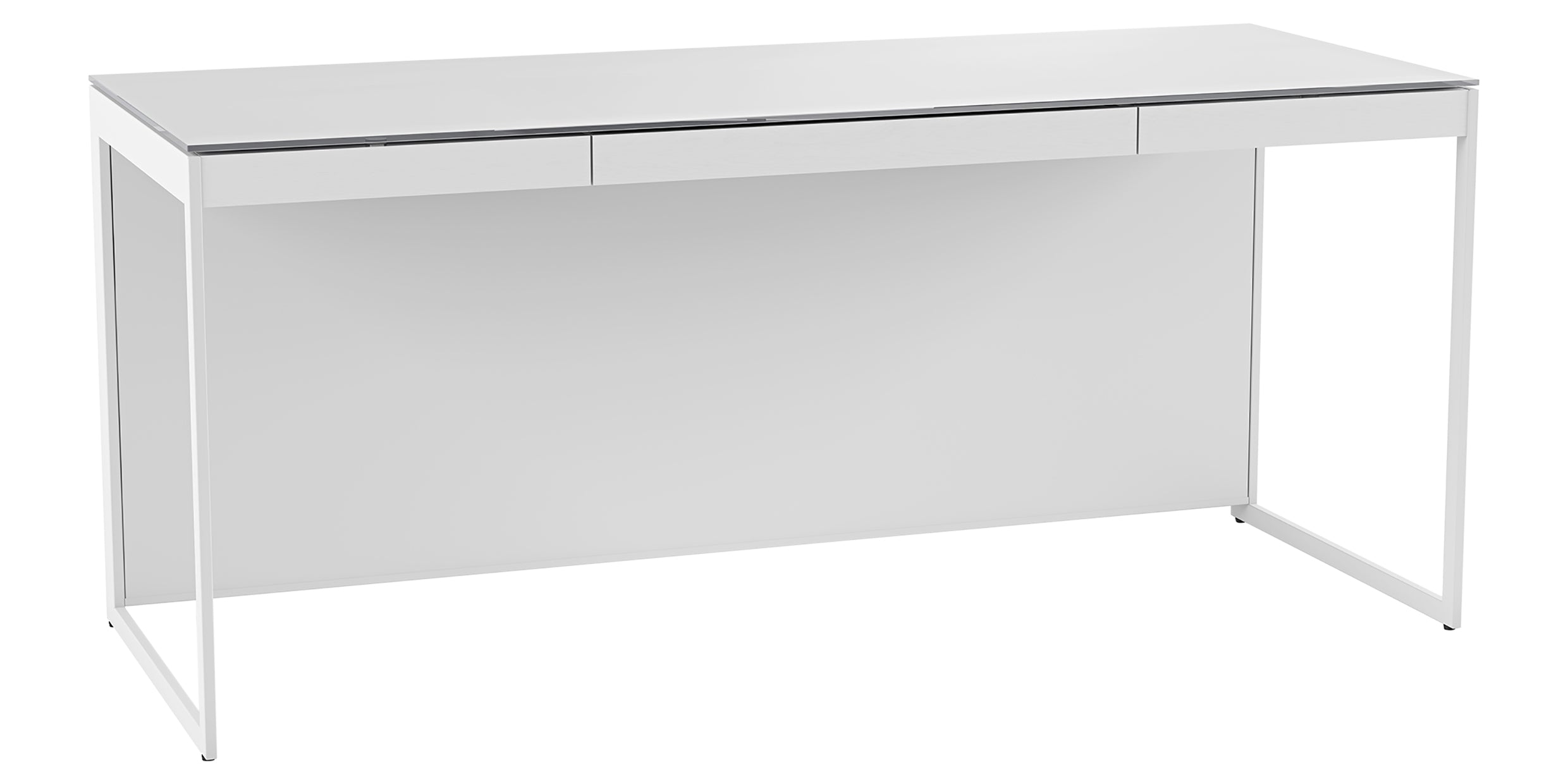 Satin White Oak Veneer &amp; Grey Satin-Etched Glass with Satin White Steel | BDI Centro Desk | Valley Ridge Furniture
