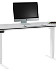 Satin White Steel & Grey Satin-Etched Glass | BDI Centro Large Lift Desk | Valley Ridge Furniture