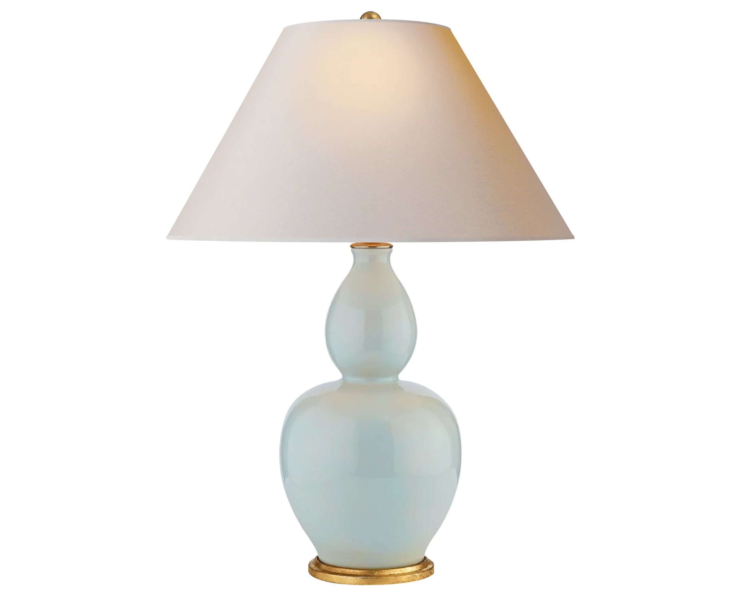 Ice Blue Porcelain &amp; Natural Paper | Yue Double Gourd Table Lamp | Valley Ridge Furniture