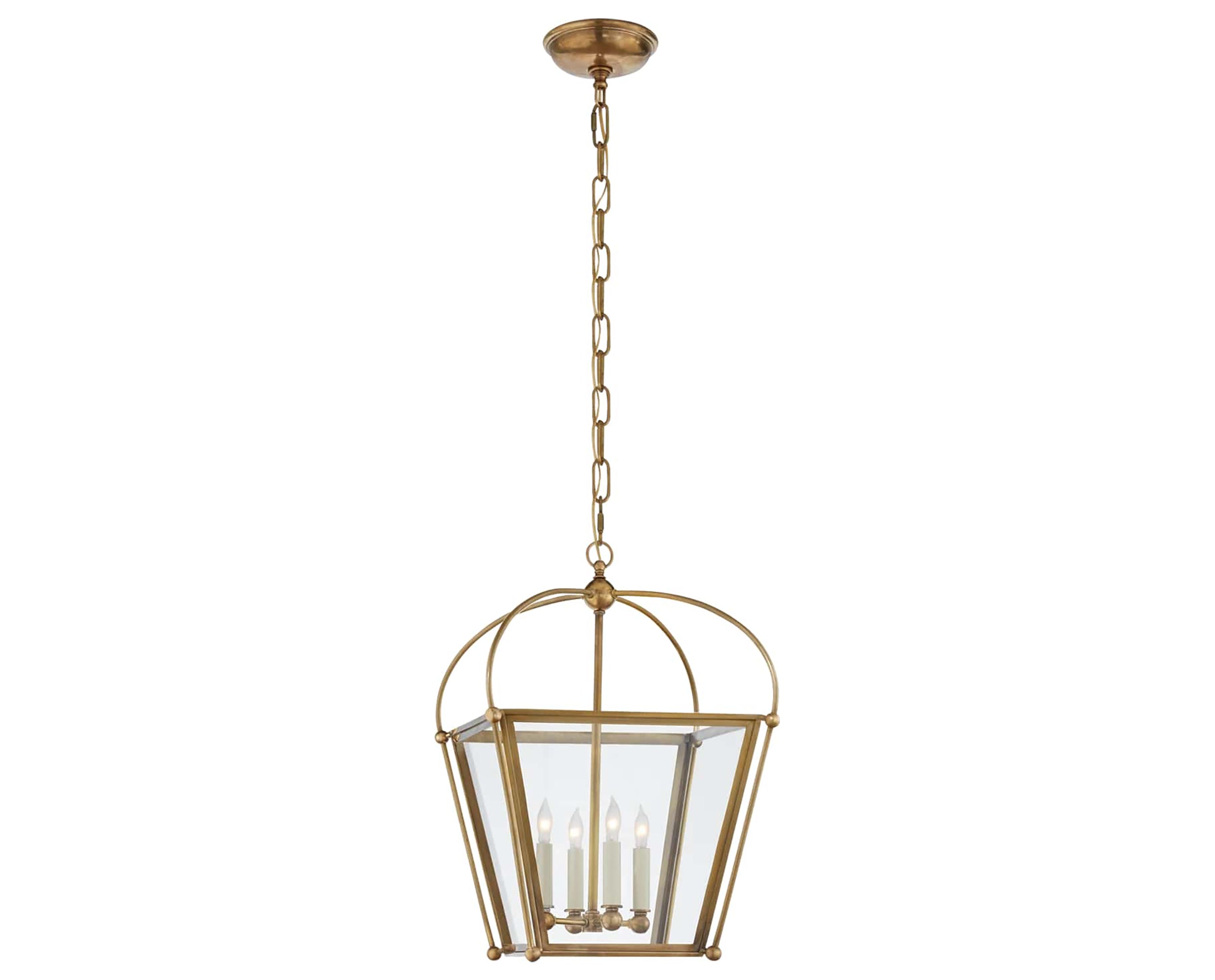Antique-Burnished Brass &amp; Clear Glass | Riverside Small Square Lantern | Valley Ridge Furniture