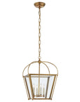 Antique-Burnished Brass & Clear Glass | Riverside Small Square Lantern | Valley Ridge Furniture