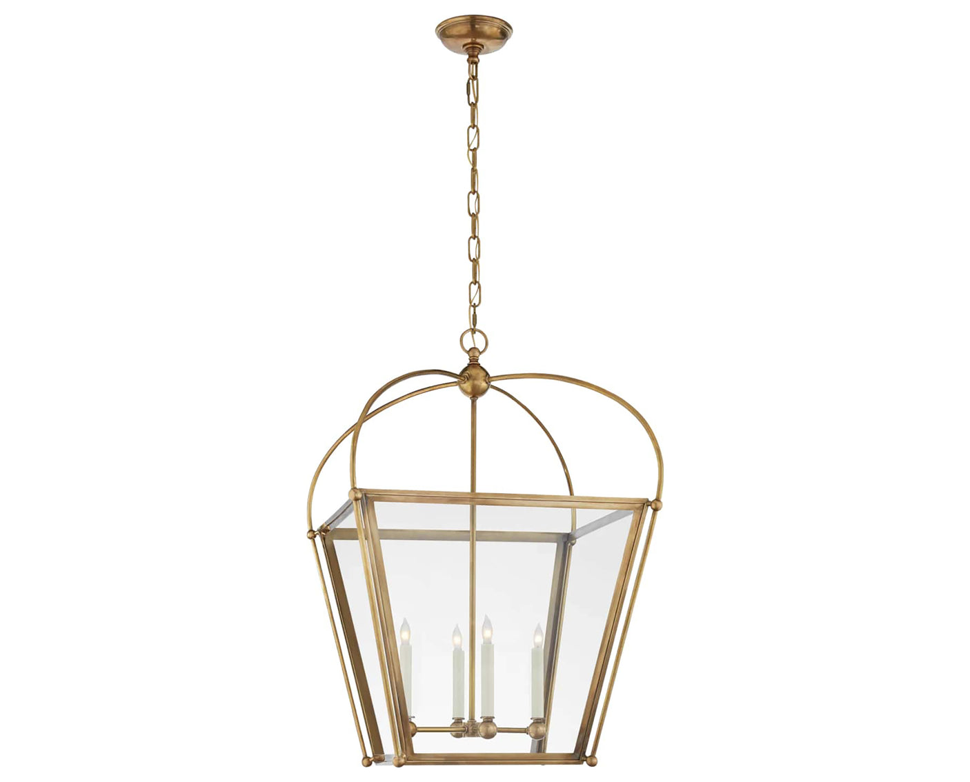 Antique-Burnished Brass & Clear Glass | Riverside Medium Square Lantern