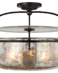 Aged Iron & Mercury Glass | Lorford Medium Semi-Flush Lantern | Valley Ridge Furniture