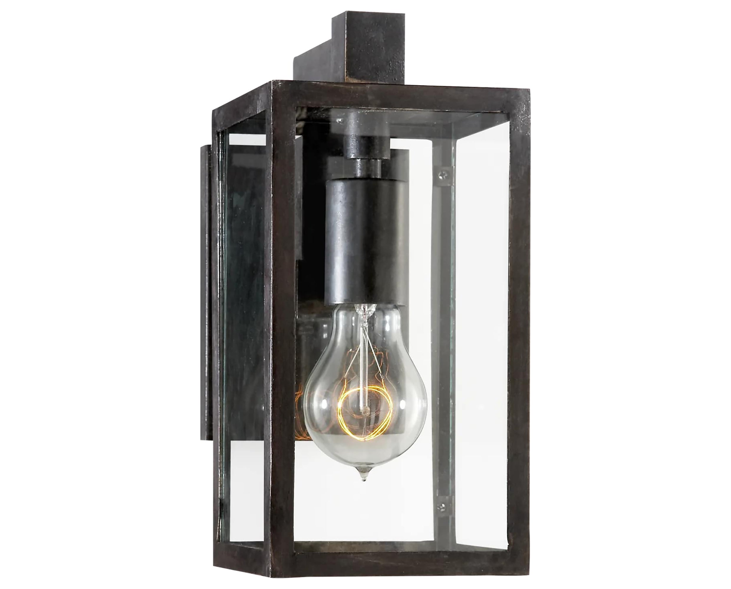 Aged Iron &amp; Clear Glass | Fresno Framed Short Sconce | Valley Ridge Furniture