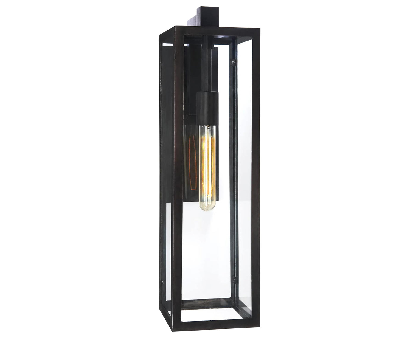 Aged Iron & Clear Glass | Fresno Framed Long Sconce | Valley Ridge Furniture