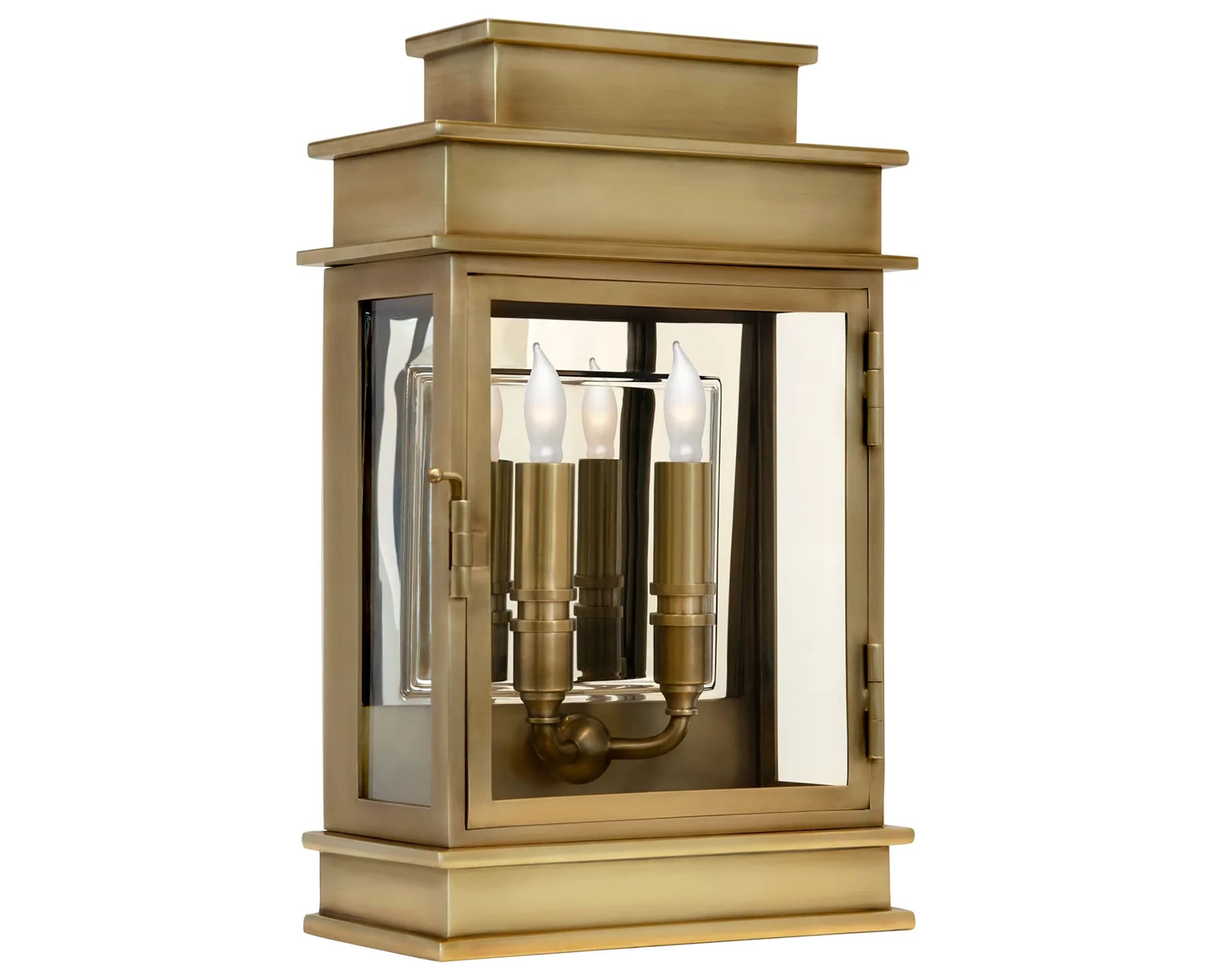 Antique-Burnished Brass &amp; Clear Glass | Linear Lantern Short | Valley Ridge Furniture