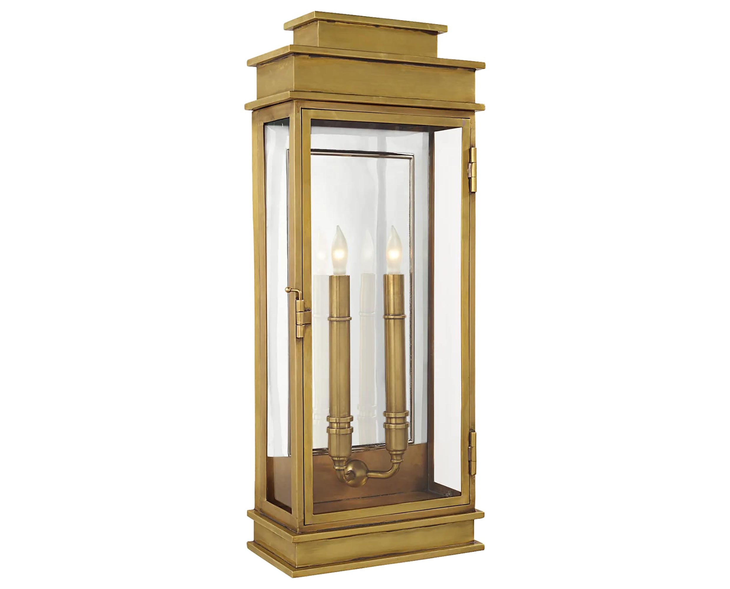 Antique-Burnished Brass &amp; Clear Glass | Linear Lantern Tall | Valley Ridge Furniture