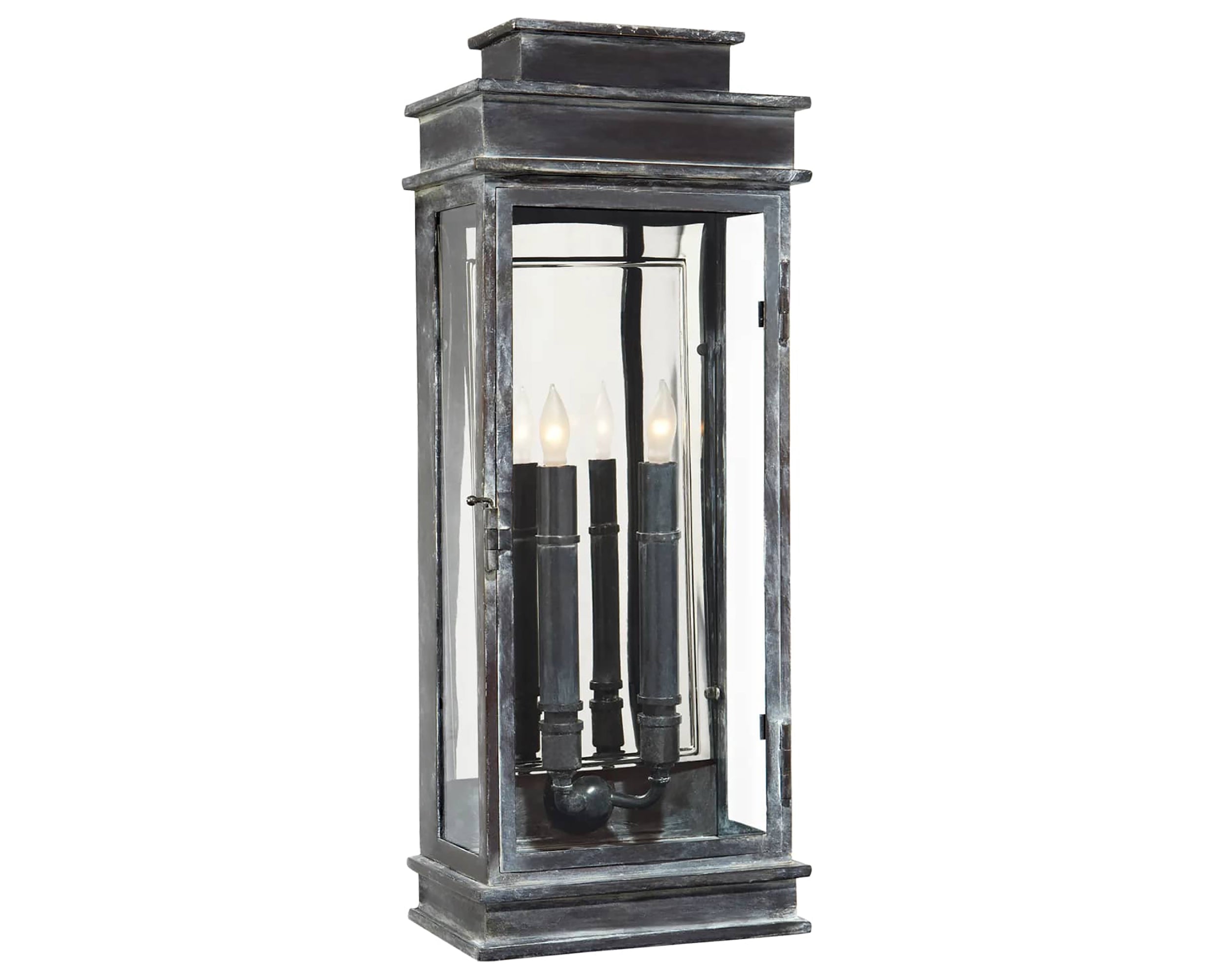 Weathered Zinc & Clear Glass | Linear Lantern Tall | Valley Ridge Furniture