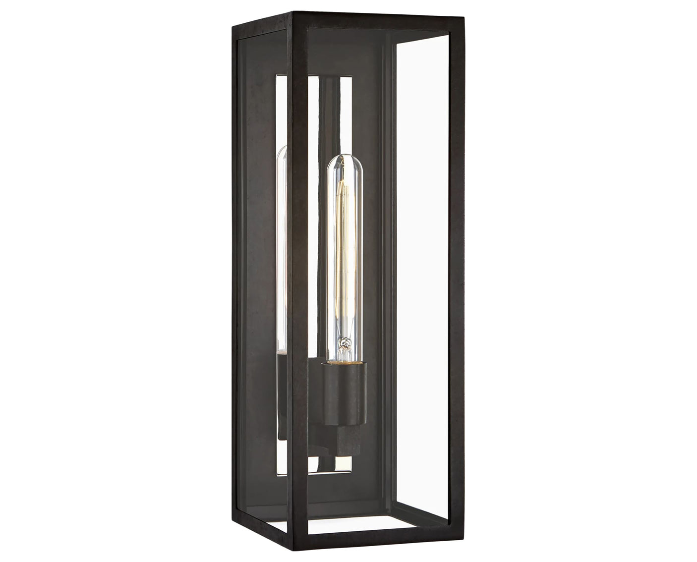 Aged Iron & Clear Glass | Fresno Large 3/4 Wall Lantern