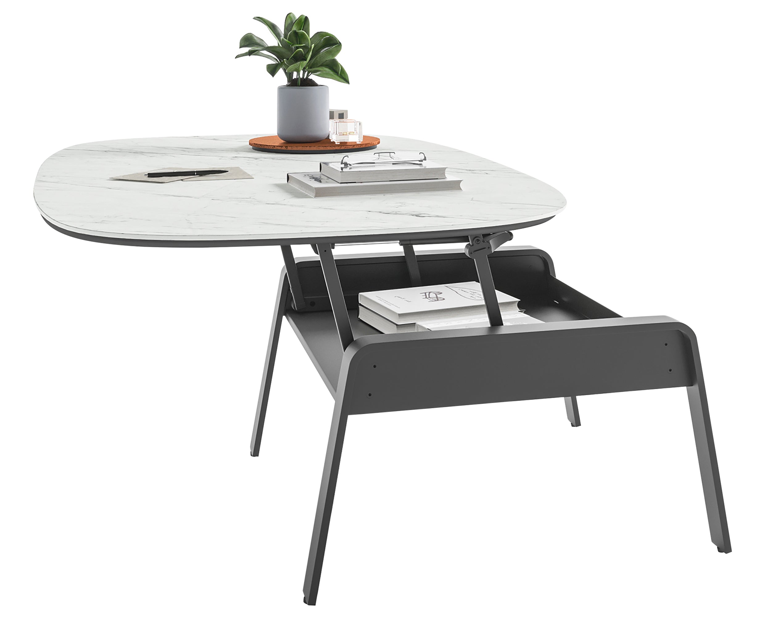 Cirrus White Porcelain &amp; Black Steel | BDI Cloud 9 Lift Coffee Table | Valley Ridge Furniture