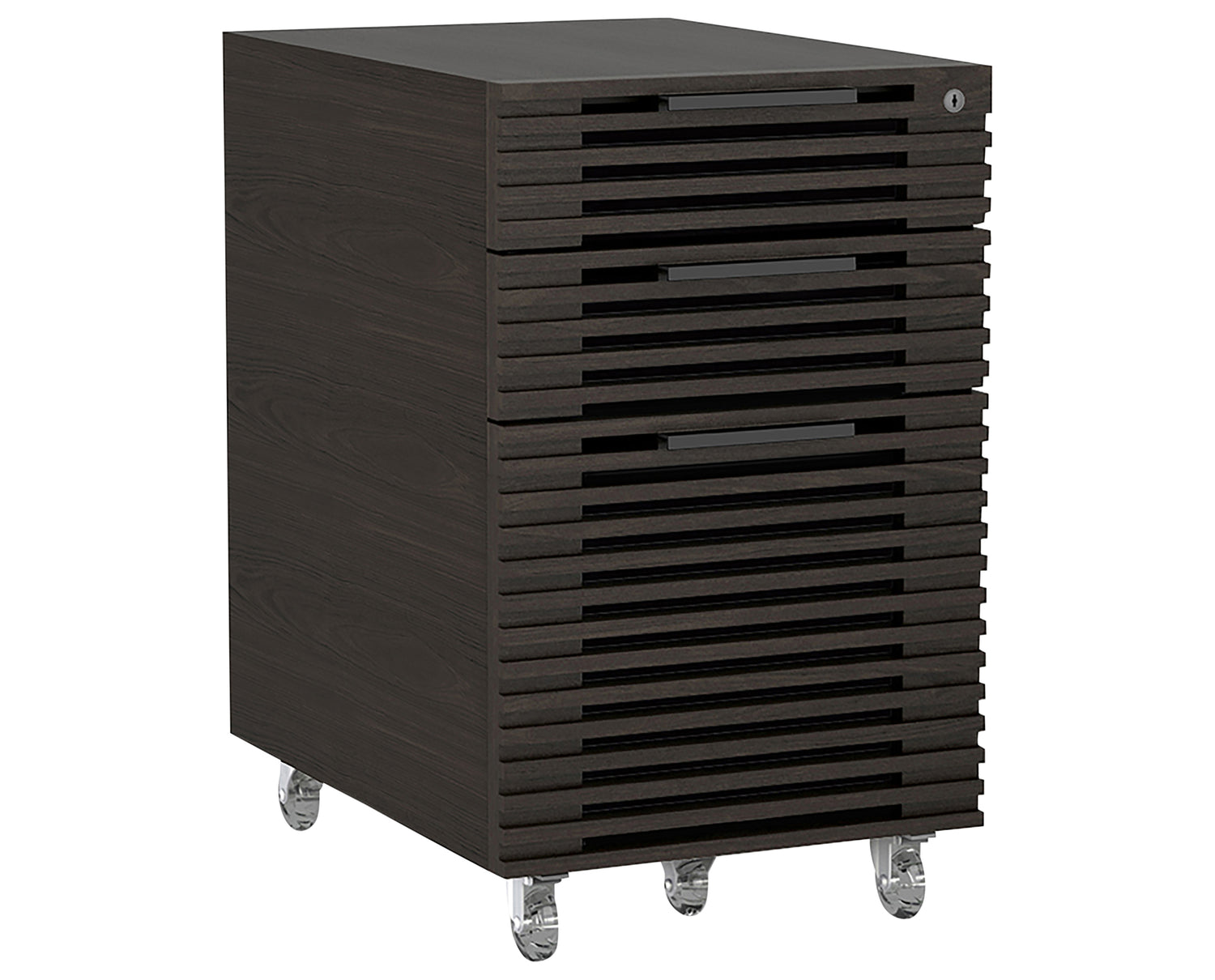 Charcoal Stained Ash & Charcoal Ash Veneer with Black Steel | BDI Corridor Mobile FIle Cabinet | Valley Ridge Furniture
