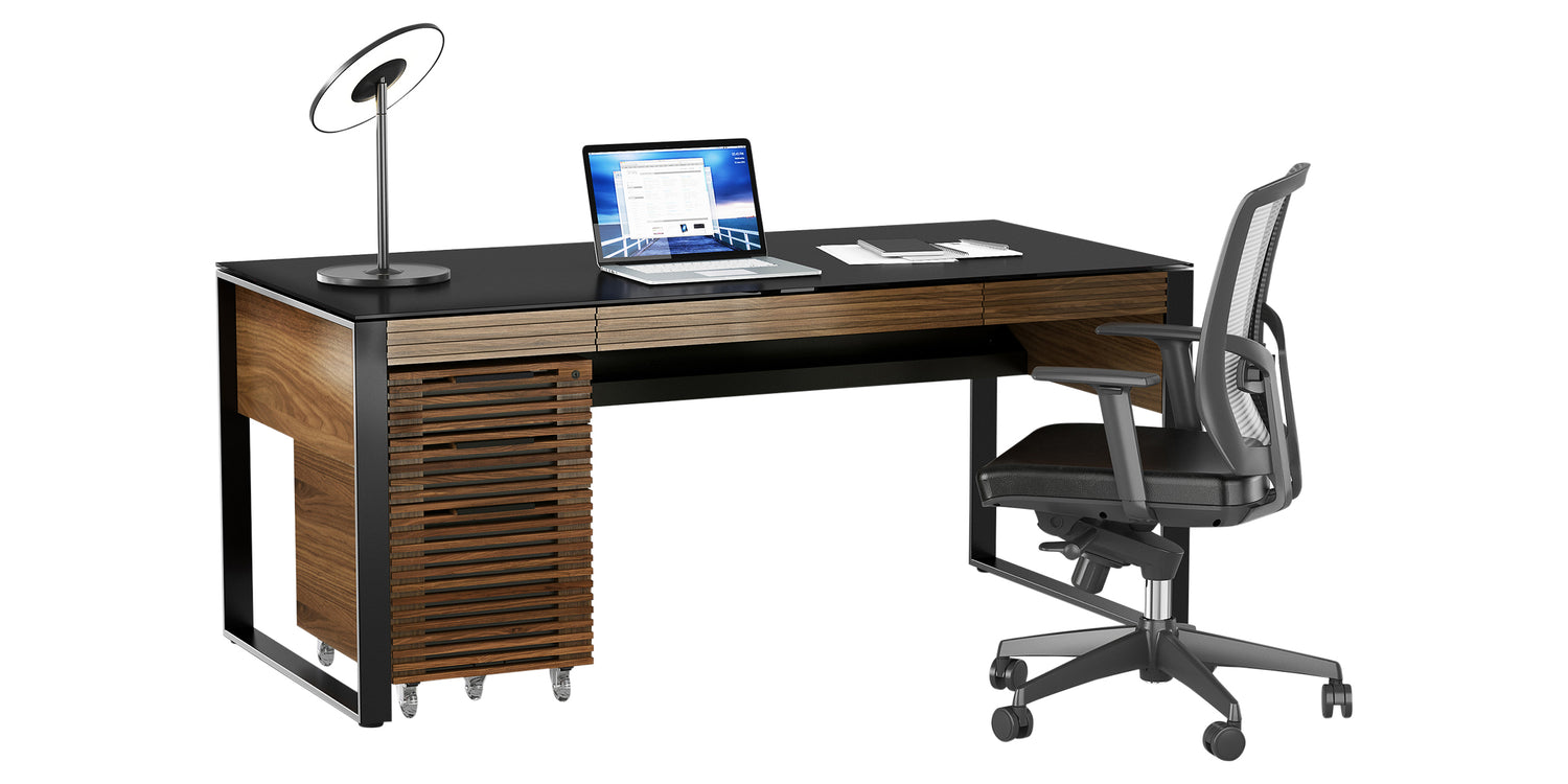 Natural Walnut & Natural Walnut Veneer with Black Steel | BDI Corridor Mobile FIle Cabinet | Valley Ridge Furniture