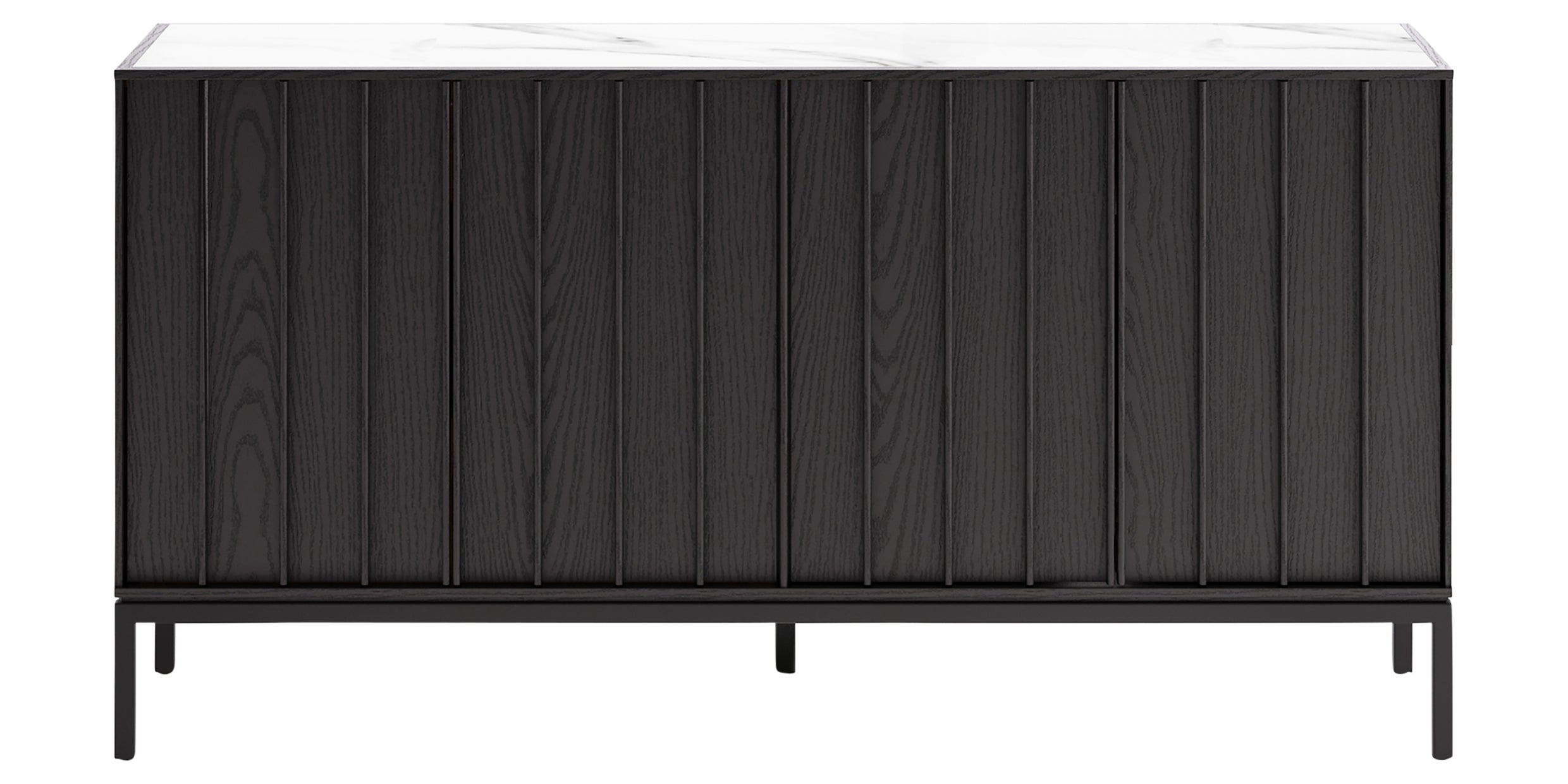 Ebonized Ash Veneer &amp; Black Steel with Carrara Porcelain | BDI Cosmo Console | Valley Ridge Furniture