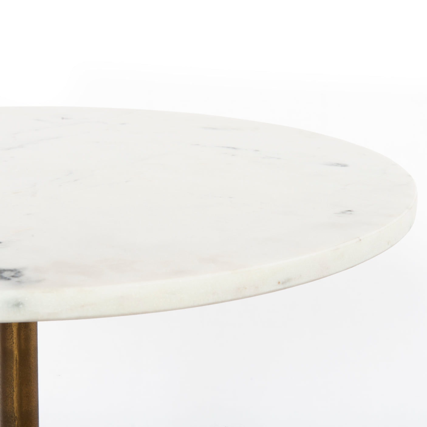 Polished White Marble with Raw Brass | Helen End Table | Valley Ridge Furniture