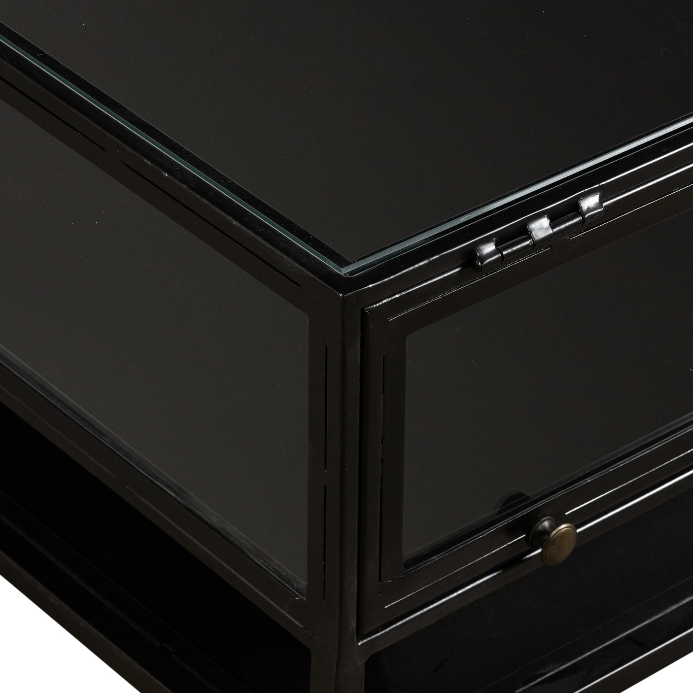 Black Iron with Tempered Glass | Shadow Box Coffee Table | Valley Ridge Furniture