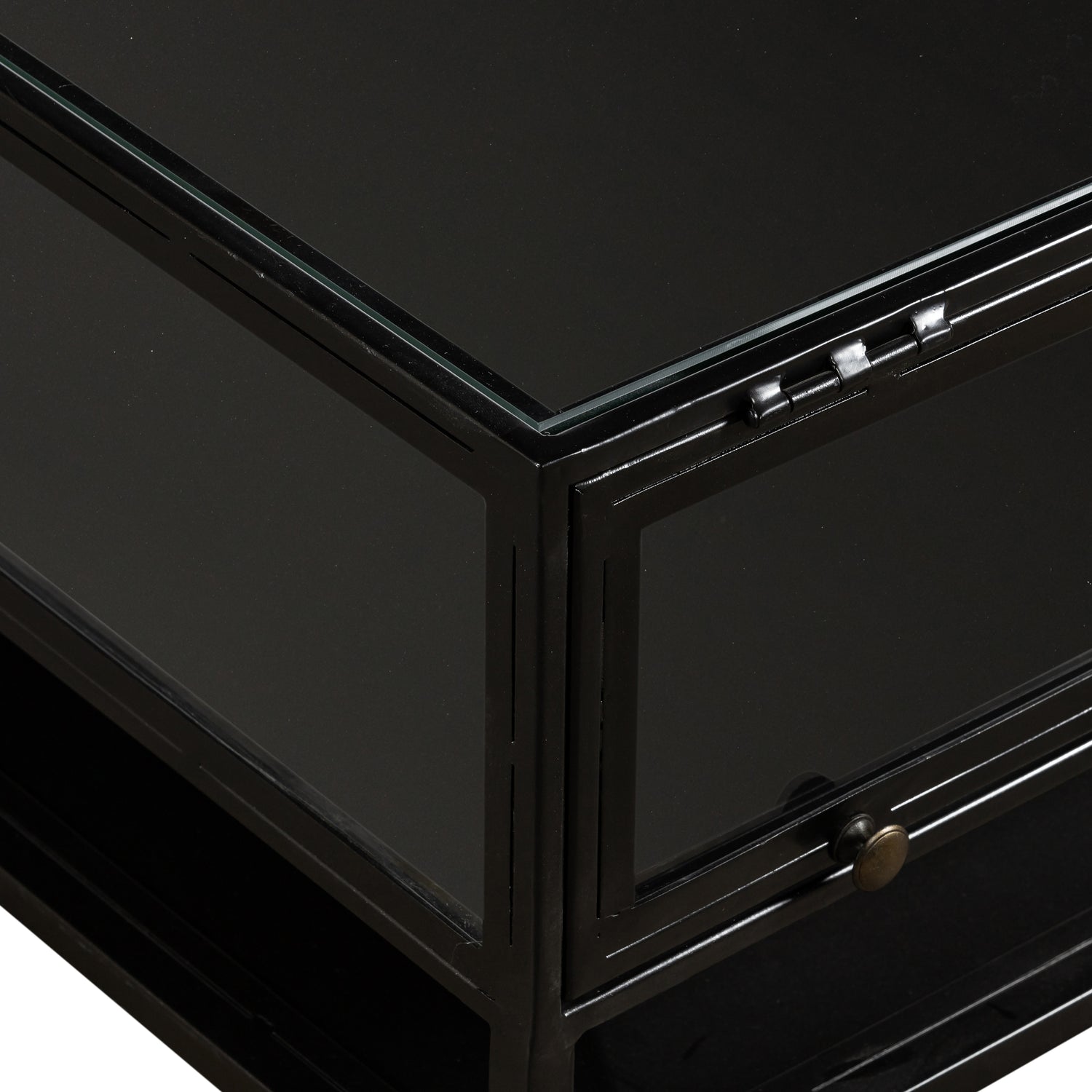 Black Iron with Tempered Glass | Shadow Box Coffee Table | Valley Ridge Furniture